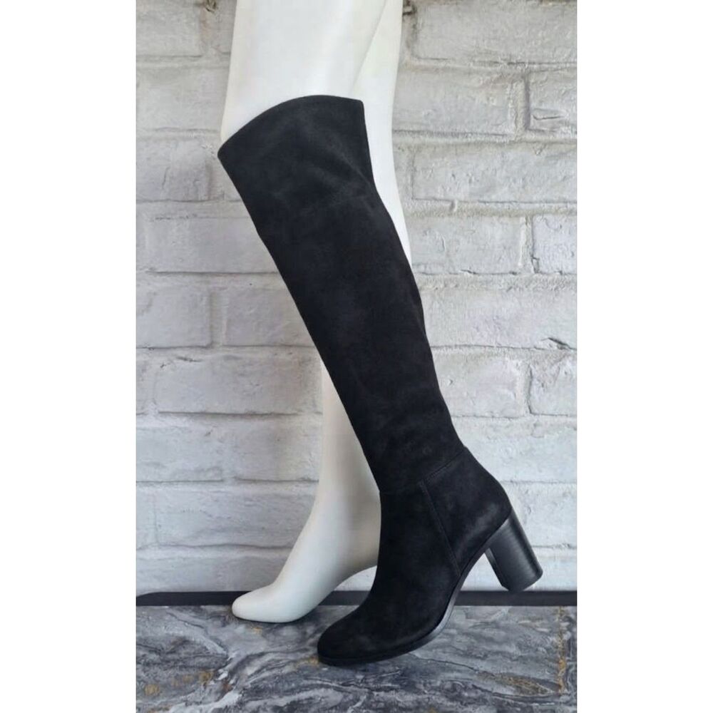 Seychelles Gifted Black Suede Over The Knee Boots Block Heel Pointed Toe Size 6